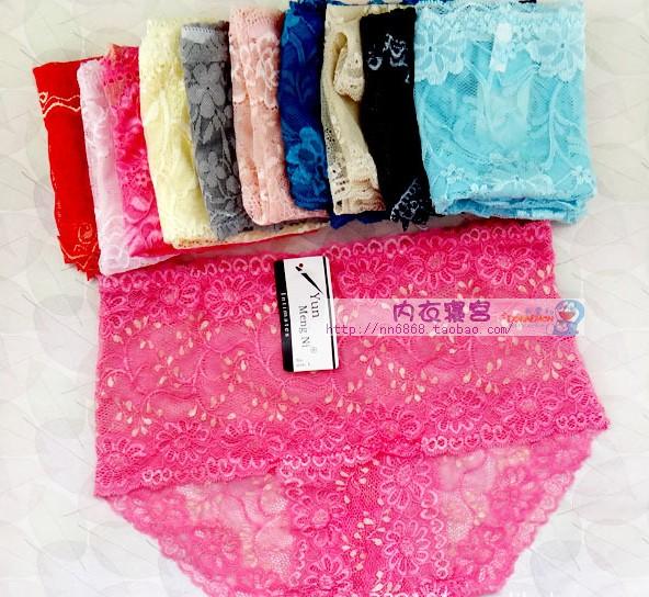 8 colors women's high waist plus size sexy lace panties female briefs mommas mm panties large size