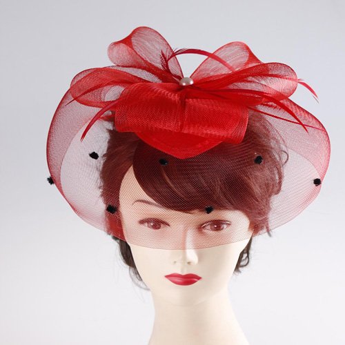 8'' Red wedding hat/  bridal soft headpiece TOP grade workmanship  3pcs/lot
