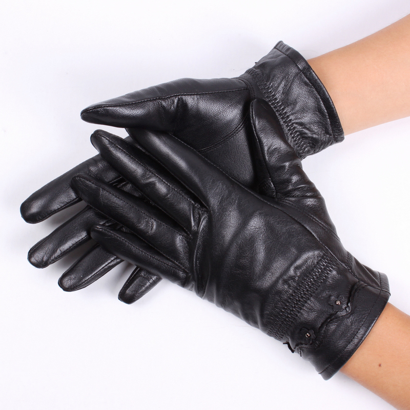 800 sheepskin gloves short design women's thin casual genuine leather gloves