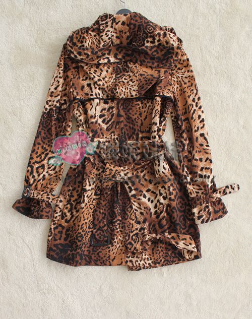 8005 quality fashion leopard print fabric silk trench
