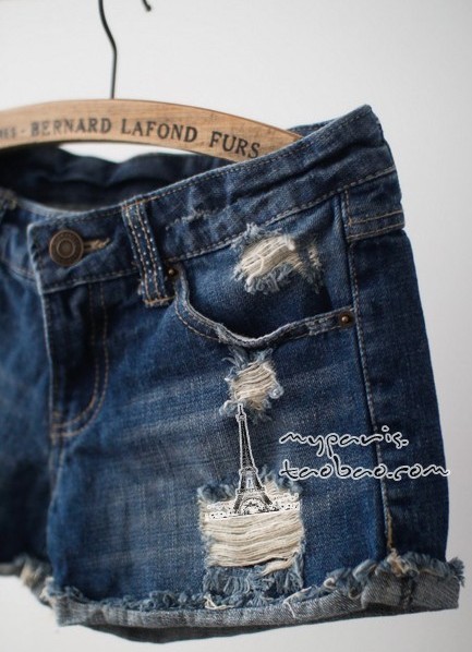8026 2012 women's single-shorts hole fashion roll-up hem denim shorts hole loose shorts