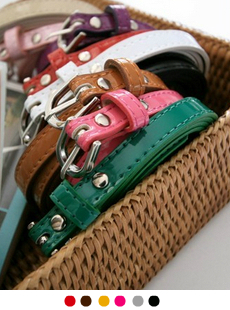 8030 brief all-match patent leather sewing thread candy color thin belt strap cummerbund female