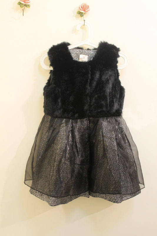 8088 leather cape hare wool patchwork organza one-piece dress outerwear