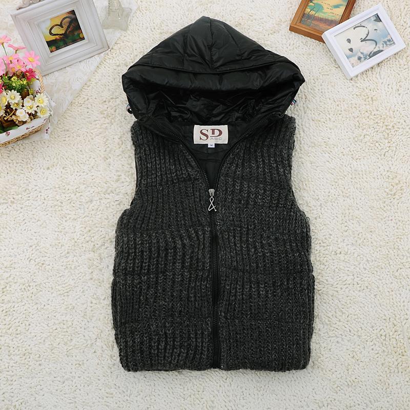 8090 thick yarn sleeveless with a hood vest sweater fashion slim sleeveless outerwear