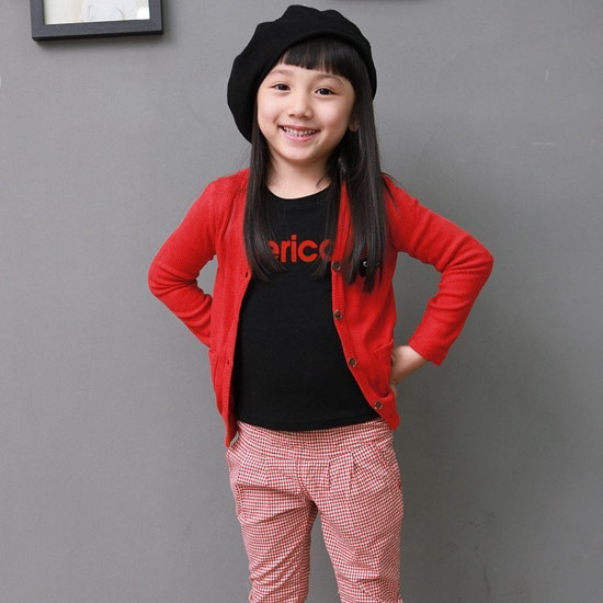 8106 children's clothing child candy color grimaces small cardigan female child long-sleeve outerwear baby spring and autumn