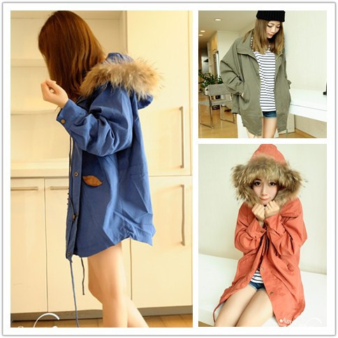 8178 hooded overcoat the disassemblability raccoon fur medium-long loose outerwear