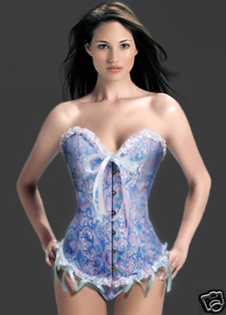 819 blue dropshiping Women shaper sexy lingerie satin corset size S-2XL