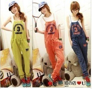 8206 # 2012 new wild three words of English harness piece pants washed overalls slacks