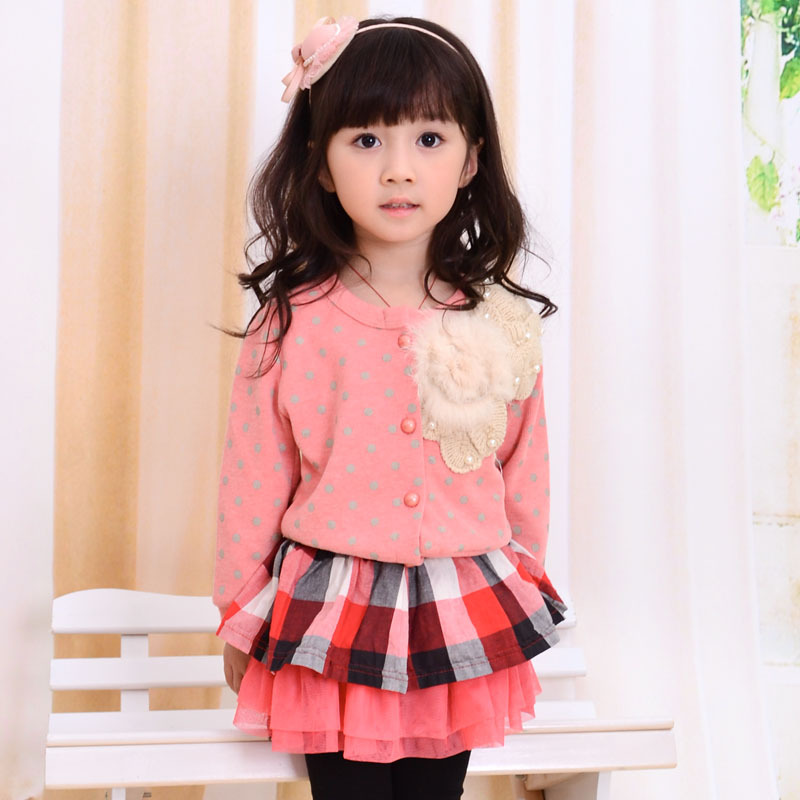 8211 children's clothing child polka dot cardigan female child coat baby spring