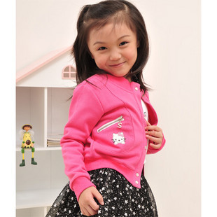 8219 children's clothing cartoon kt cat long-sleeve cardigan top jacket female child outerwear