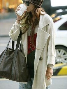 8251 autumn and winter one button trench overcoat beige