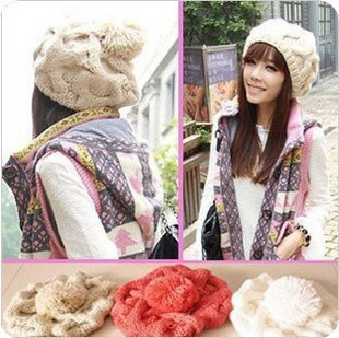 8262 2013 female winter hat winter thermal pumpkin hat twisted knitted hat ball beret