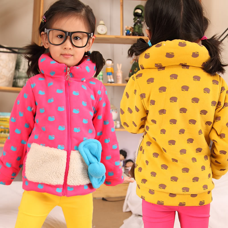 82land children's clothing autumn and winter female child top thickening fleece outerwear zf10334