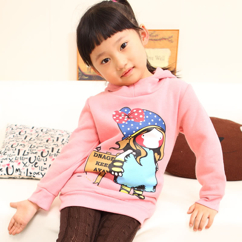 82land children's clothing autumn female child casual sweatshirt single face velvet little girl pattern outerwear qf10412