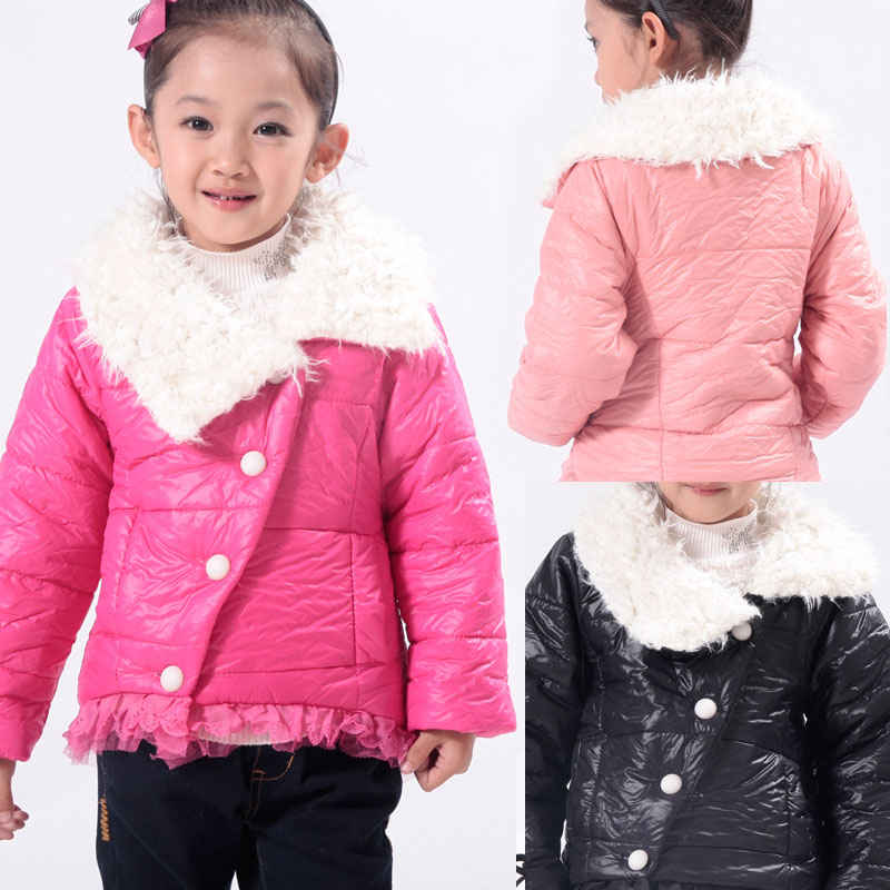 82land children's clothing autumn female child outerwear collar buckle thin cotton-padded jacket zf10366