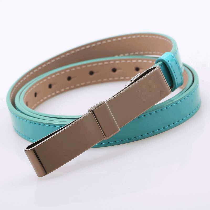 831 Women japanned leather thin belt strap belt brief tea gold bow snap button exquisite brief