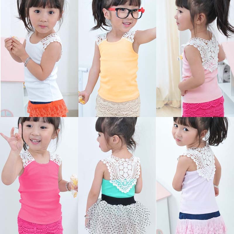 8506 child vest 100% cotton cutout female child vest child t-shirt sleeveless female child t-shirt summer