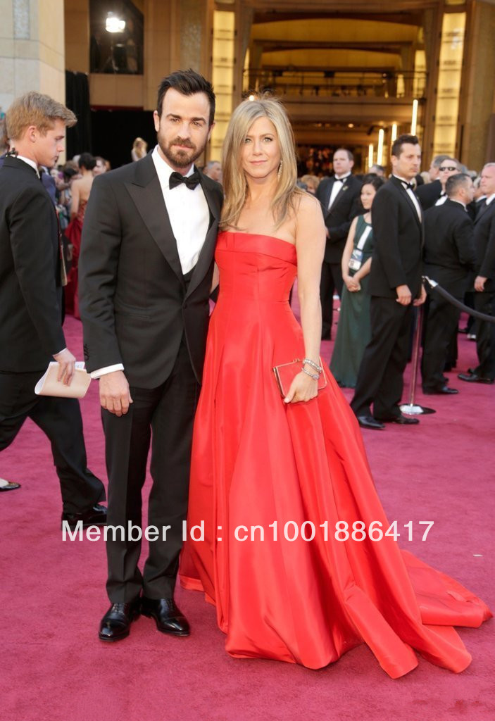 85th Annual Academy Awards Jennifer Aniston Ruched Sleeveless Mermaid Satin Celebrity Dresses Party Dresses Evening Dresses