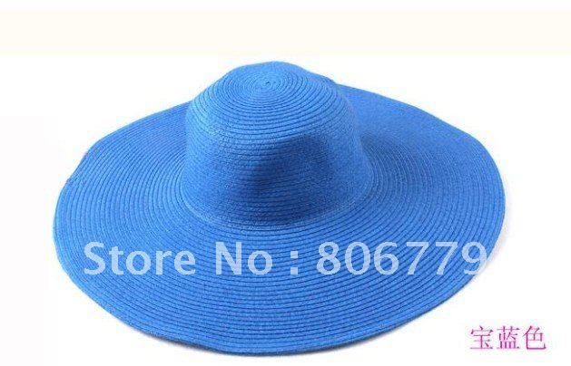 864513New Hot Fashion Women's Foldable Wide Large Brim Floppy Summer Beach Sun Straw Hat Cap Free Shipping 80280