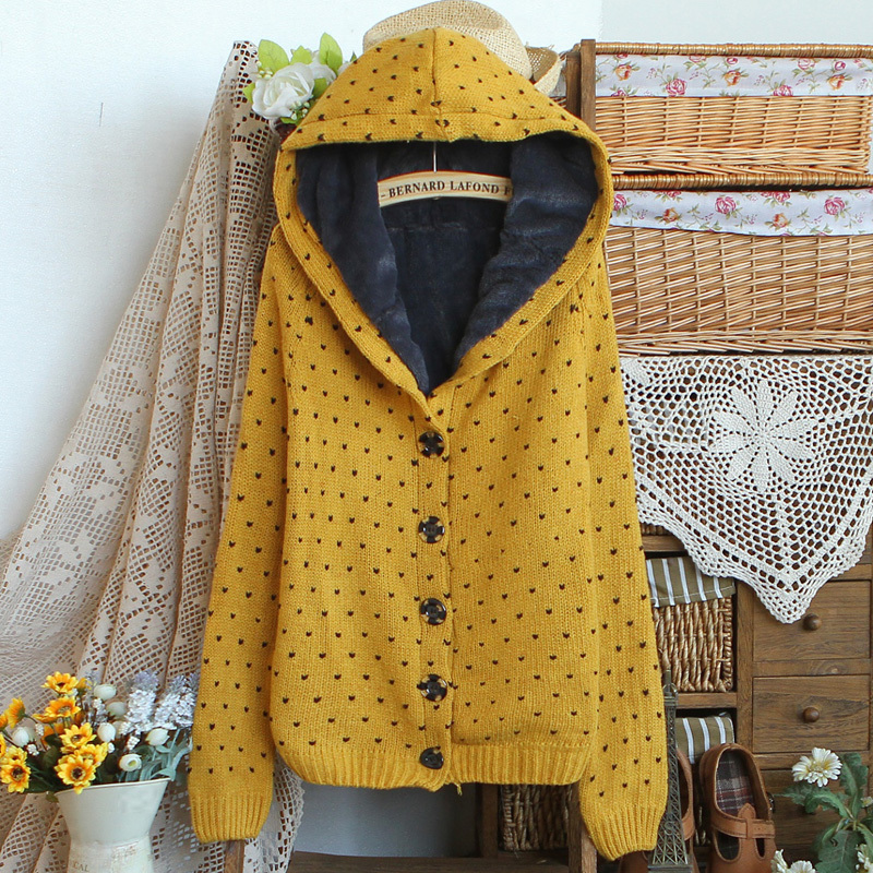 8677 - 0.77 2012 winter new arrival women's loose with a hood cardigan plus velvet thickening sweater outerwear