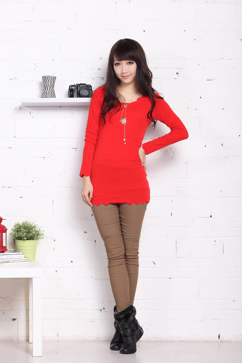 870 2013 basic shirt slim elastic solid color fashion basic shirt female all-match
