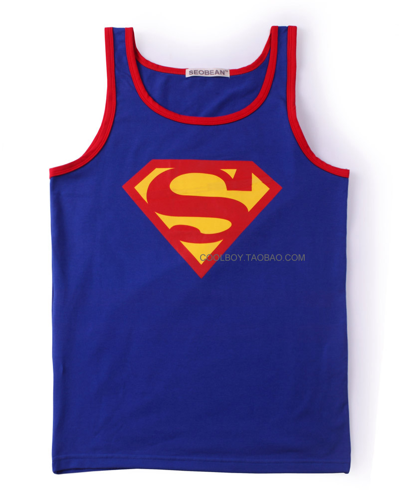 88 fashion male underwear superman 100% cotton tight vest male vest super man vest