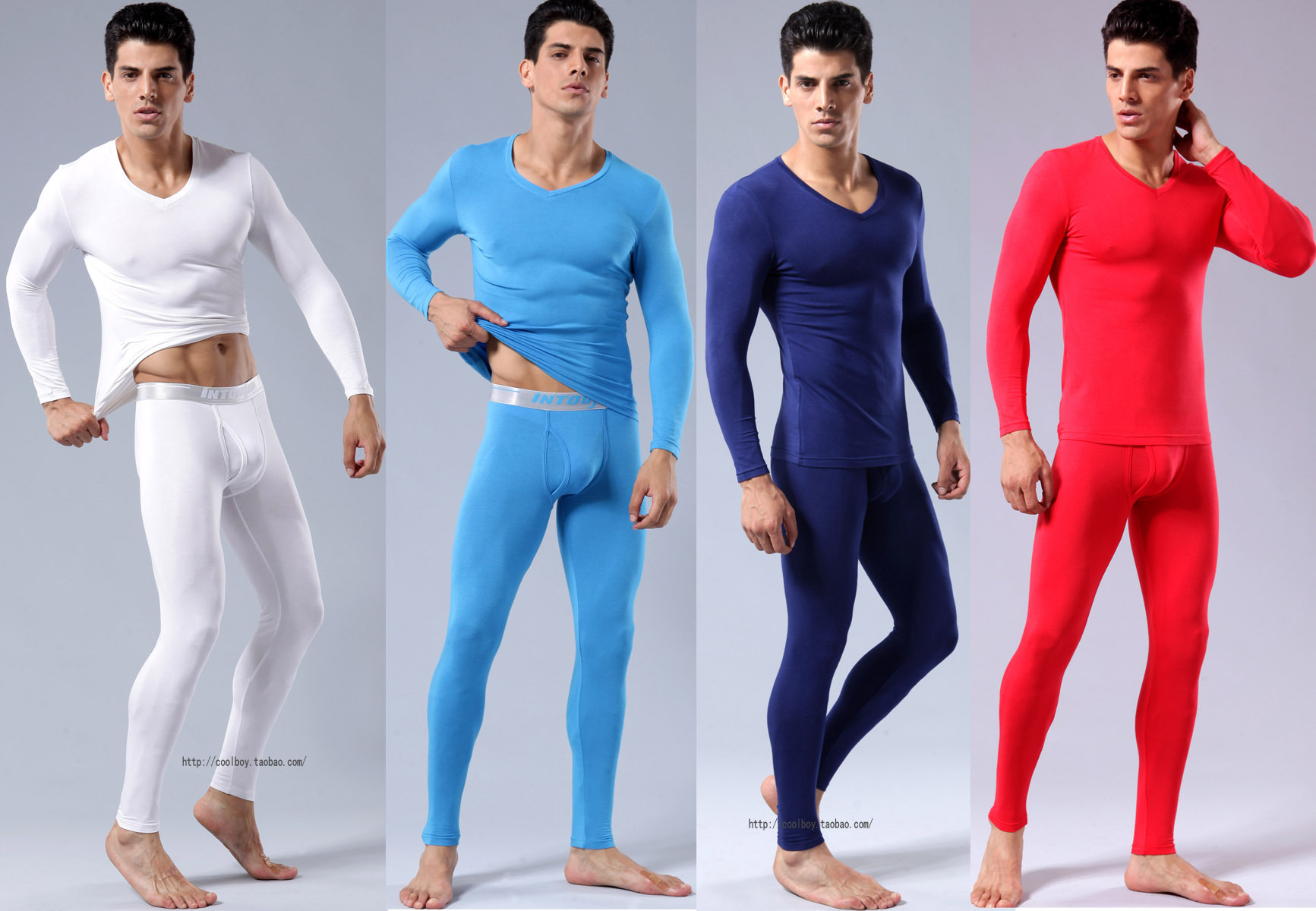 88 intouch male underwear set modal V-neck tight male long johns long johns set