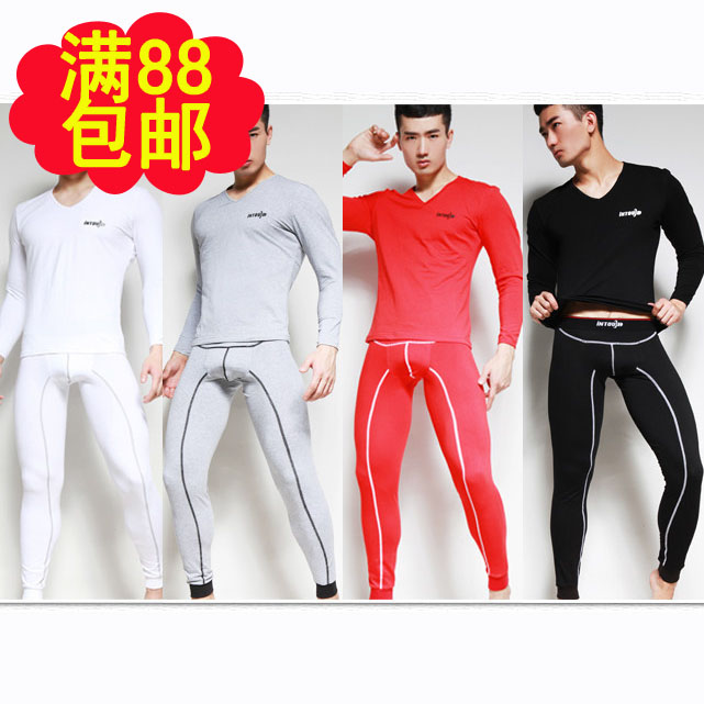 88 intouch male underwear set V-neck male long johns long johns set 604 100% cotton basic