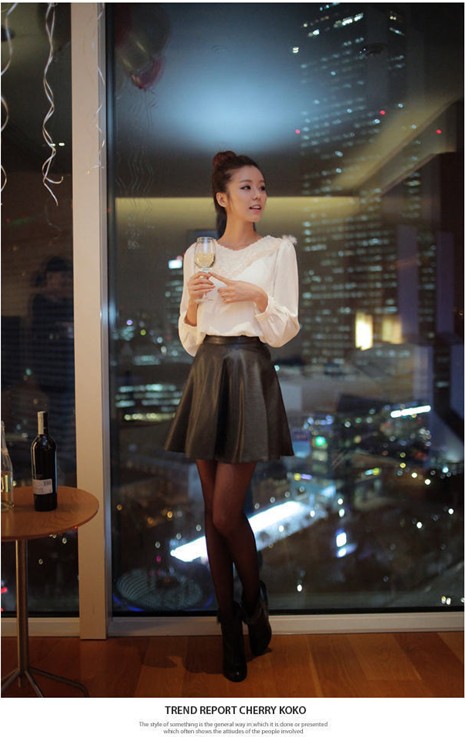 88 ! leather PU autumn and winter short skirt pleated skirt bust skirt short skirt dress