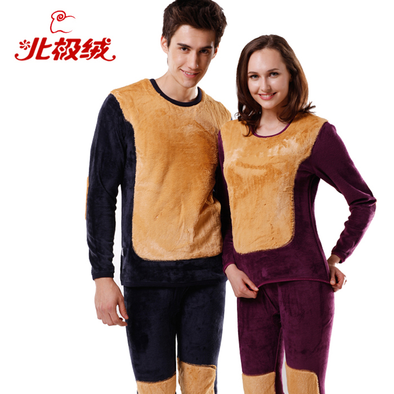 88 plus size plus size thickening plus velvet wool golden flower thermal underwear set