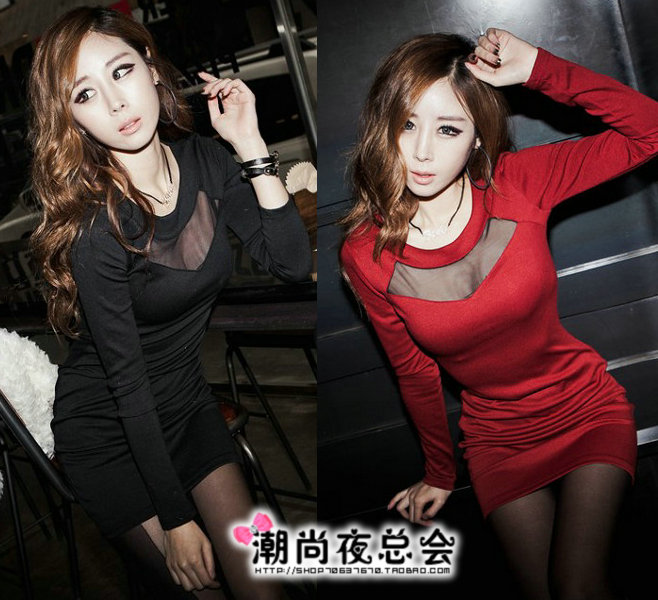 880 one-piece dress sexy slim hip 2012 spring women's slim long-sleeve basic skirt