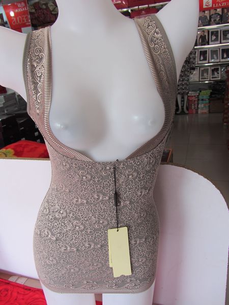 8922 bamboo body shaping beauty care clothing double layer gauze skin color grey