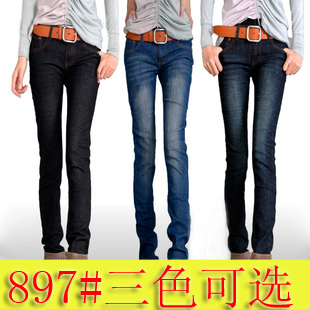 897 spring 2013 tight elastic pencil pants denim trousers female