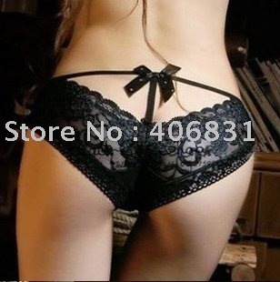 8PC Free Shipping   Best Selling Qiqiyi Black Lace Thigh Deep V Exposed Underwear Briefs Sexy