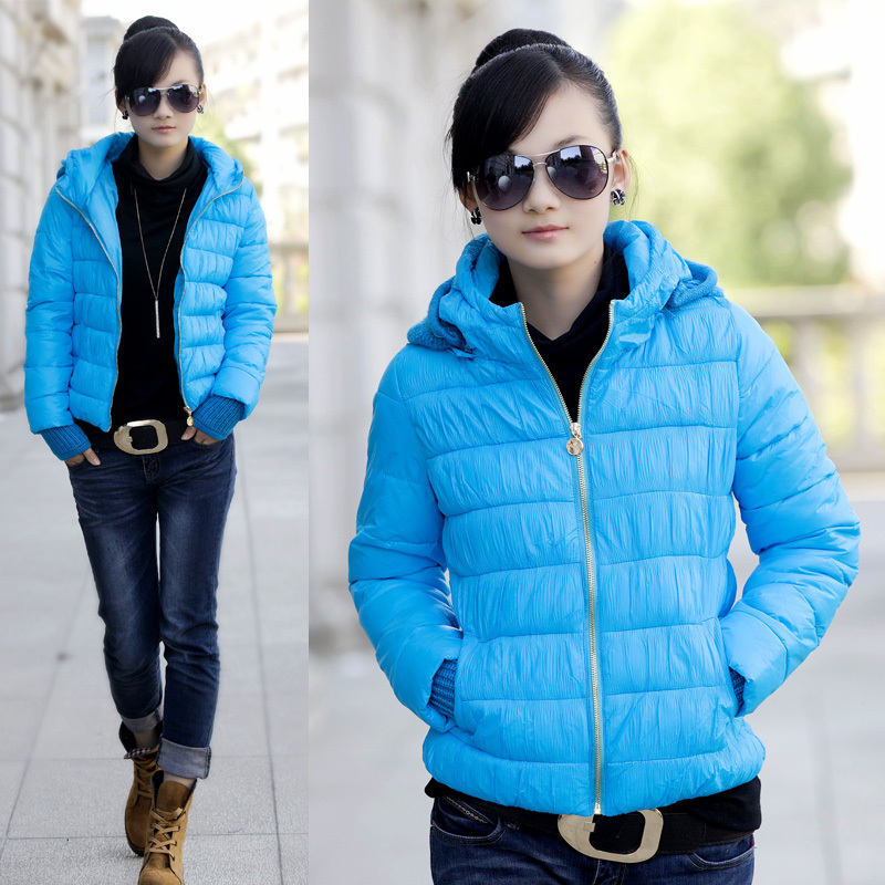 9.25 big women's fashion women's thickening hooded solid color down wadded jacket cotton-padded jacket 2012 autumn and winter