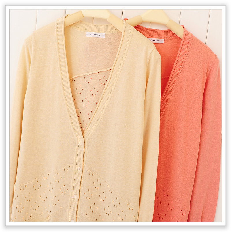 9 baos shop casual asymmetrical cutout decoration double long-sleeve cardigan