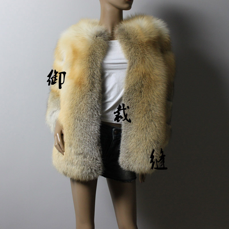 9 fox fur full leather short design overcoat fur coat f66