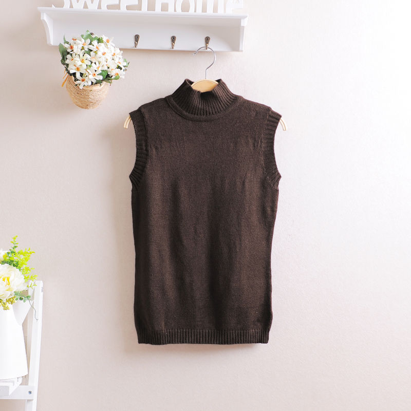 9 turtleneck sleeveless pullover sweater 2013 spring wool 31zc6314 coffee