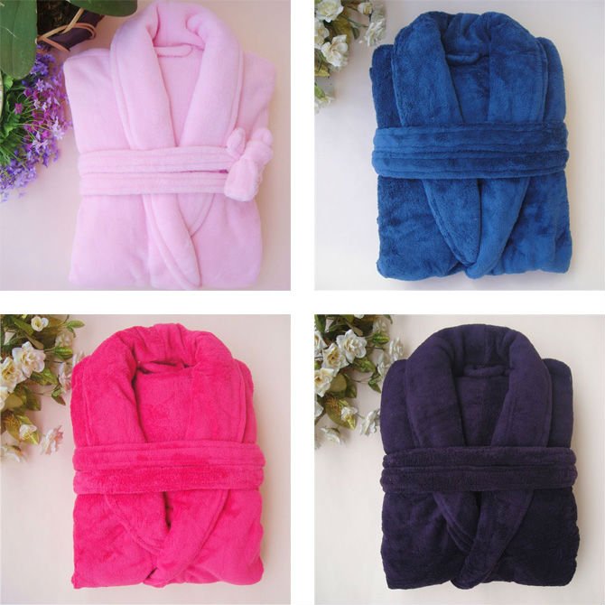 9-yyy017 4colors Long sleeve coral fleece lovers sleep robes