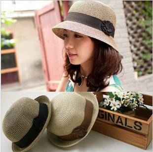 9020 women's summer straw hat millinery flower sunbonnet all-match sun hat bucket hat