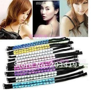 90pair wholesale free shipping Ladies fashion Sexy Style ADJUSTABLE BRA BELT SHOULDER STRAP multi color available shiny crystal