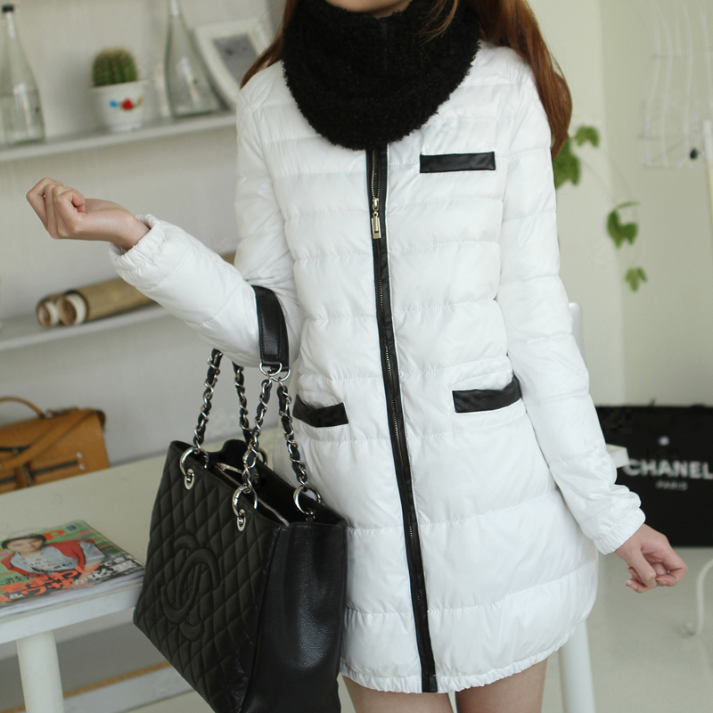 9150 - 0.77 2012 o-neck patchwork medium-long wadded jacket outerwear muffler scarf