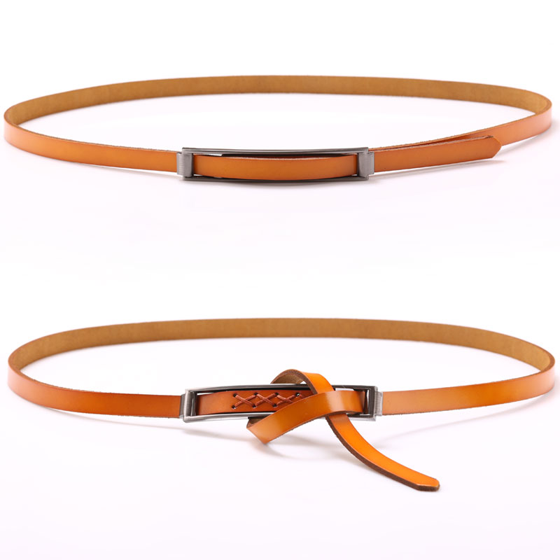 919 1 genuine leather matte second layer of cowhide brief fashion women's tieclasps thin belt strap belt narrow band a