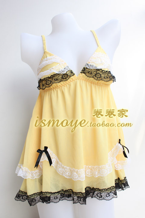 95 d sexy women's gauze lace spaghetti strap sleepwear at home service set