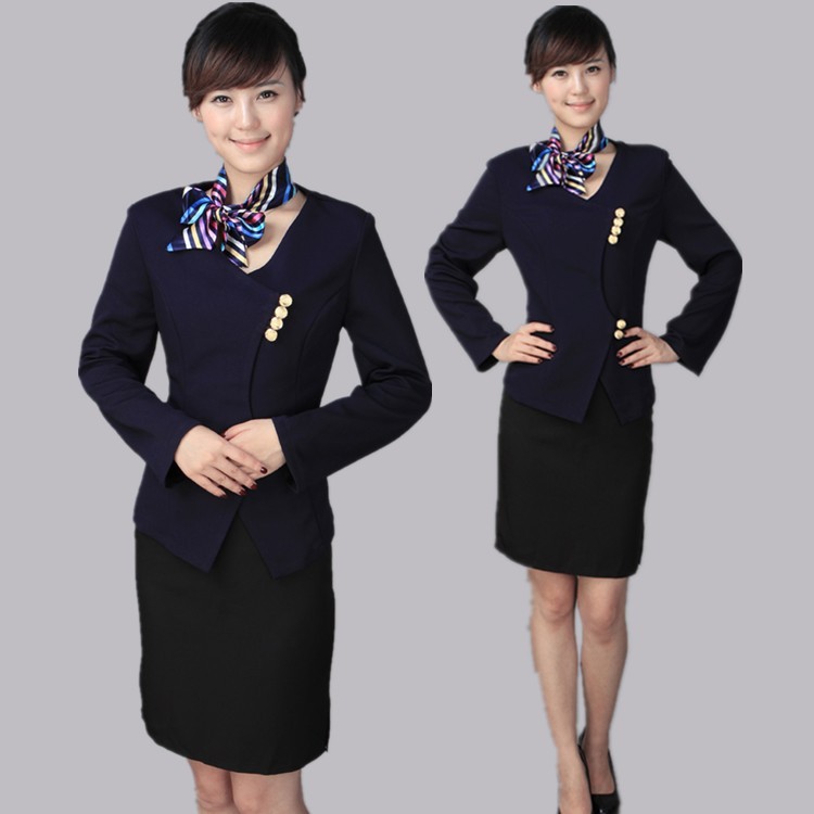 9601 autumn and winter long-sleeve work wear front desk uniform stewardess clothing