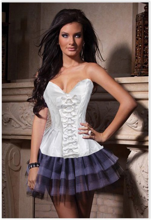 973 - Shapers , Bustiers , WHITE St. Patrick's Day Skirted Corset