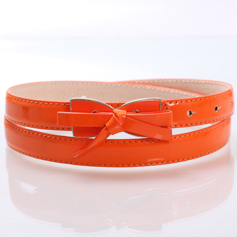 982 Women belt thin japanned leather bow belt female belt strap belt tieclasps fashion