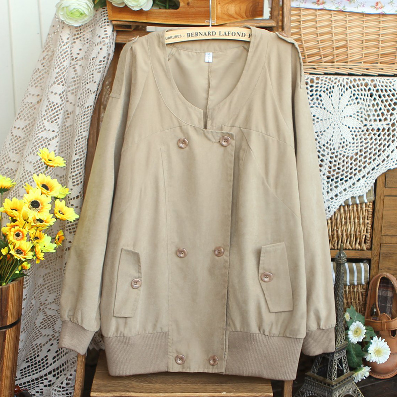 9829 - 2013 loose plus size o-neck double breasted M.G.wrapping goatswool top outerwear 0225 female