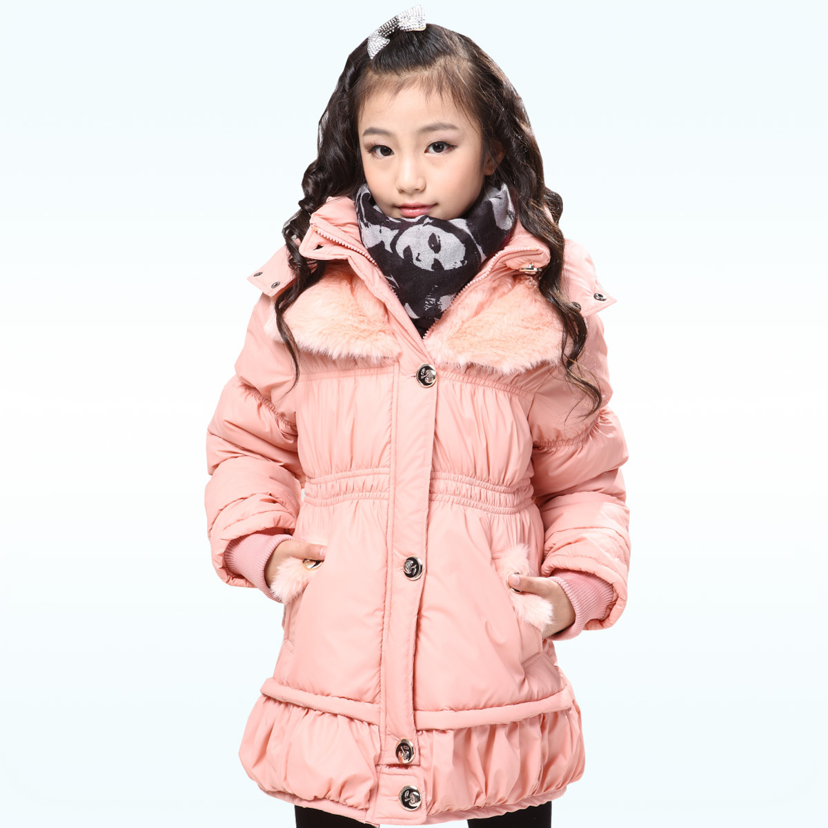 99 female child sweet thermal cotton-padded jacket trench winter wadded jacket m-m11083