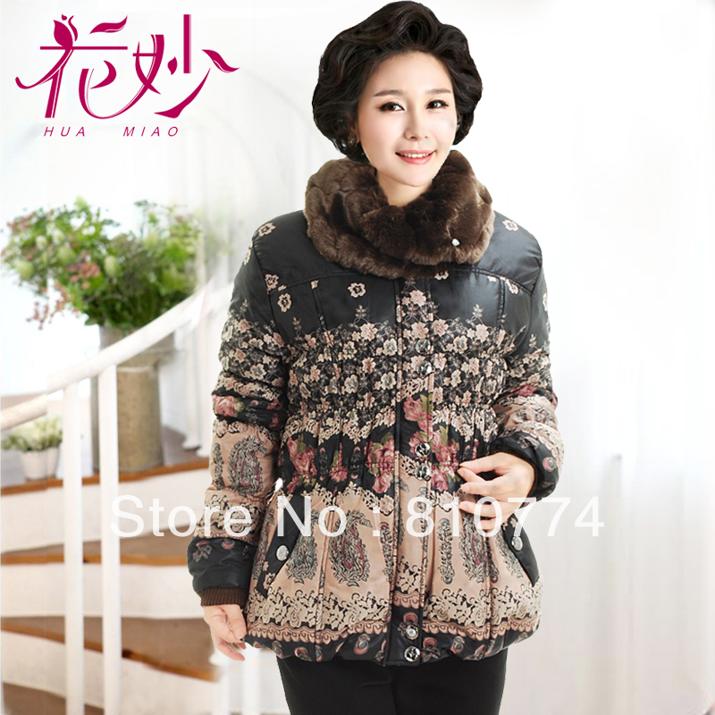 99 mother clothing autumn and winter middle-age women fur collar outerwear quinquagenarian wadded jacket thickening